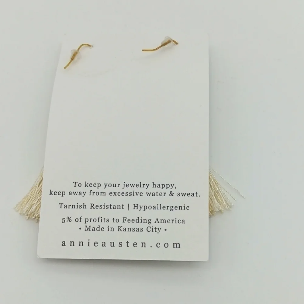 Annie Austen Tassel Earrings Cream NWT